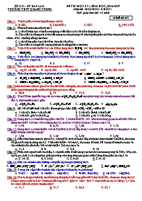 Đề thi học kì I năm học 2016 - 2017 môn thi Hoá học - Khối 11 - Mã đề thi 357